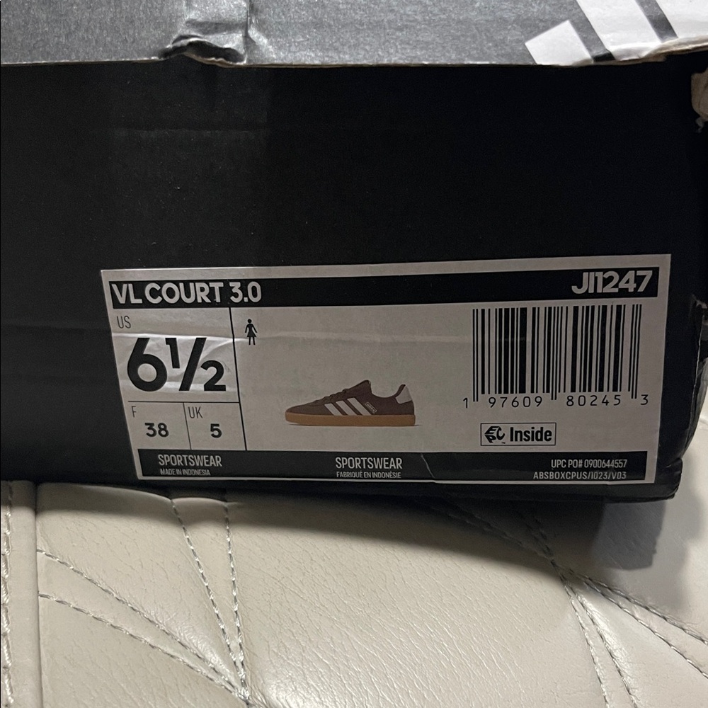 adidas VL Court 3.0 Men's Sneakers in Brown and White - Picture 2 of 12